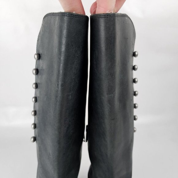 Lucchese Spirit Size 7 Women Annie Smokey Charcoal Leather Riding Tall Boot READ - Picture 10 of 16